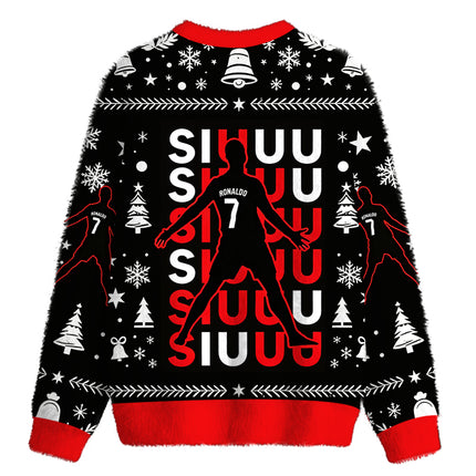 Uglysweatershops CR7 Meme Fuzzy Christmas Ugly Sweatshirt