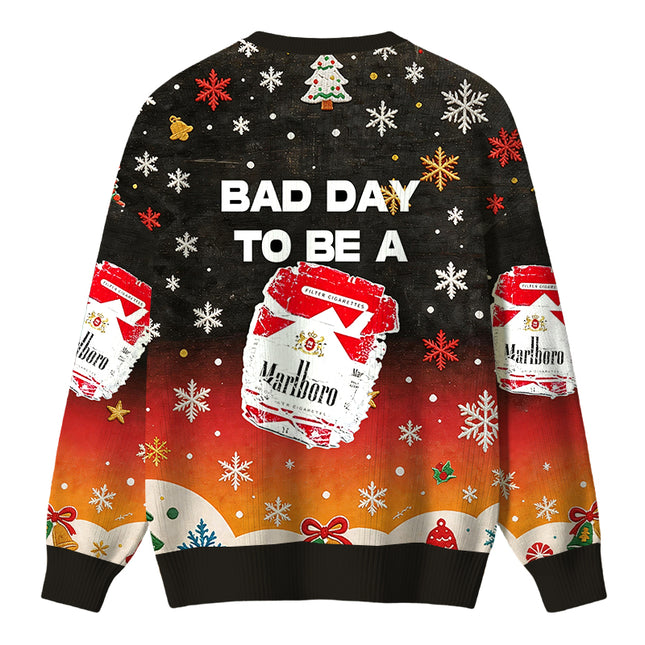 Uglysweatershops Bad Day to be Cigarette Pack Christmas Ugly Sweater