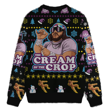 Uglysweatershops The Jesus of the Crop Fuzzy Christmas Ugly Sweatshirt