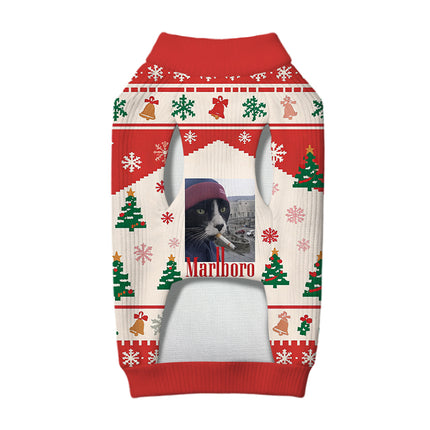 Uglysweatershops Red Smoking Cat Meme Dog & Cat Pet Sweater