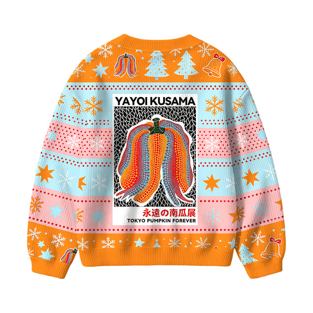 Uglysweatershops TOKYO PUMPKIN FOREVER Kids Ugly Cardigan Sweater