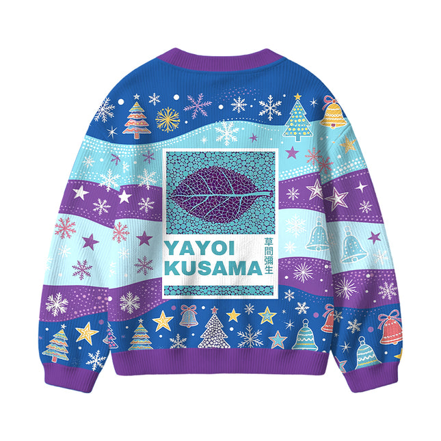 Uglysweatershops Purple Leafe Kids Ugly Cardigan Sweater