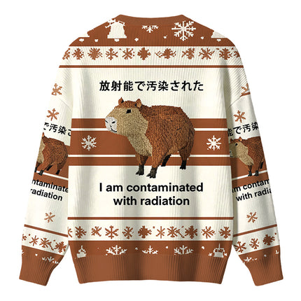 Uglysweatershops Capybara Contaminated By Radiation Christmas Ugly Sweater