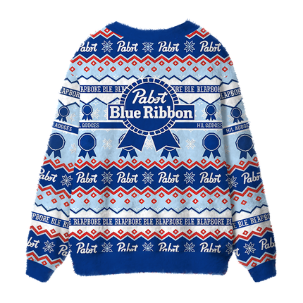Uglysweatershops Beer Holiday Fuzzy Ugly Cardigan Sweatshirt