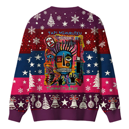 Uglysweatershops Primitive Chaos Abstract Face Christmas Ugly Sweater