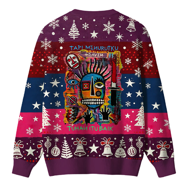 Uglysweatershops Primitive Chaos Abstract Face Christmas Ugly Sweater
