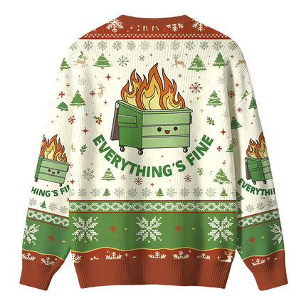 Uglysweatershops Everything is Fine Christmas Ugly Sweater
