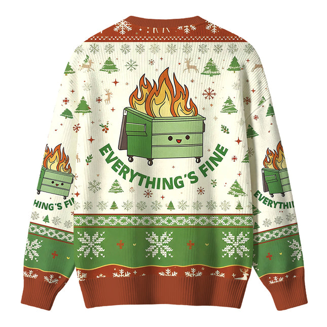 Uglysweatershops Everything is Fine Christmas Ugly Sweater