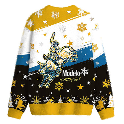 Uglysweatershops Western Rodeo Fighting Fuzzy Christmas Ugly Sweatshirt