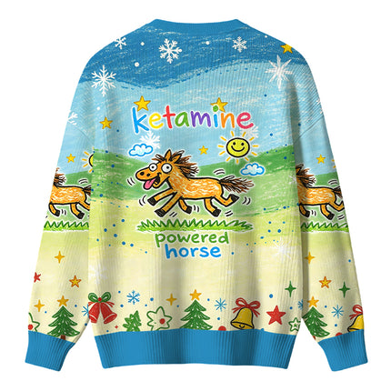 Uglysweatershops Powered Horse Christmas Ugly Sweater