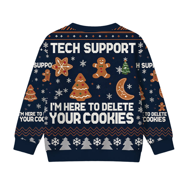 Uglysweatershops Blue Tech Support Computer Programmer Kids Ugly Sweater