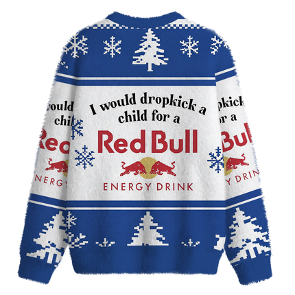 Uglysweatershops I Would Dropkcik A Child Blue Fuzzy Christmas Ugly Sweatshirt