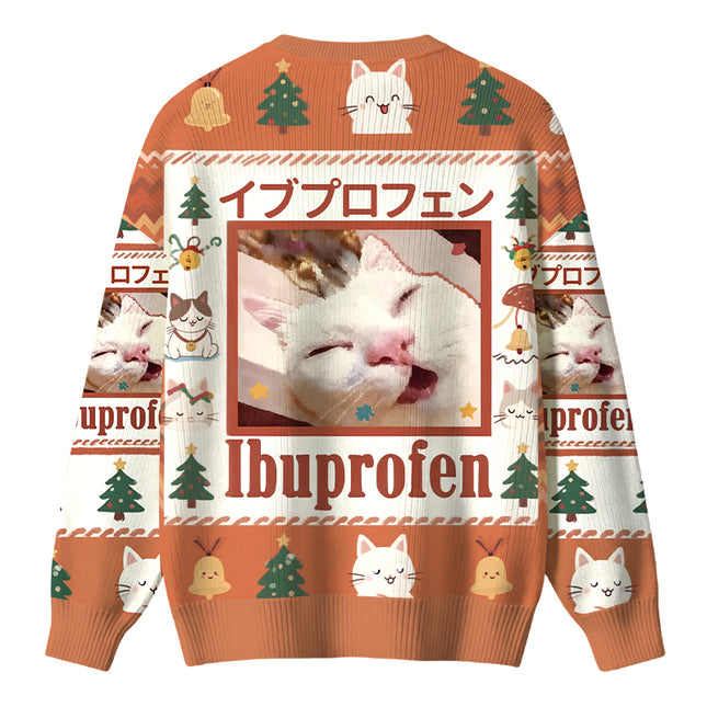 Uglysweatershops Ibuprofen Meme Cat Christmas Ugly Sweater