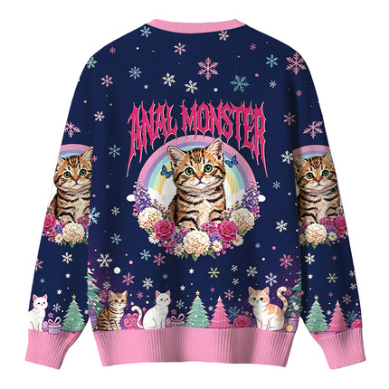 Uglysweatershops Anal Monster Cat Christmas Ugly Sweater