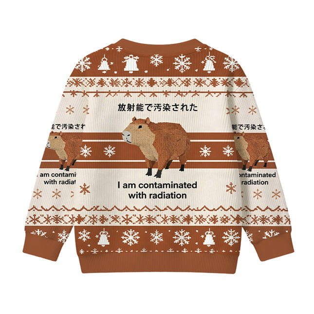 Uglysweatershops Brown Capybara Contaminated By Radiation Kids Ugly Sweater