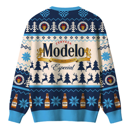 Uglysweatershops Retro Cerveza Winter Scene Christmas Ugly Sweater