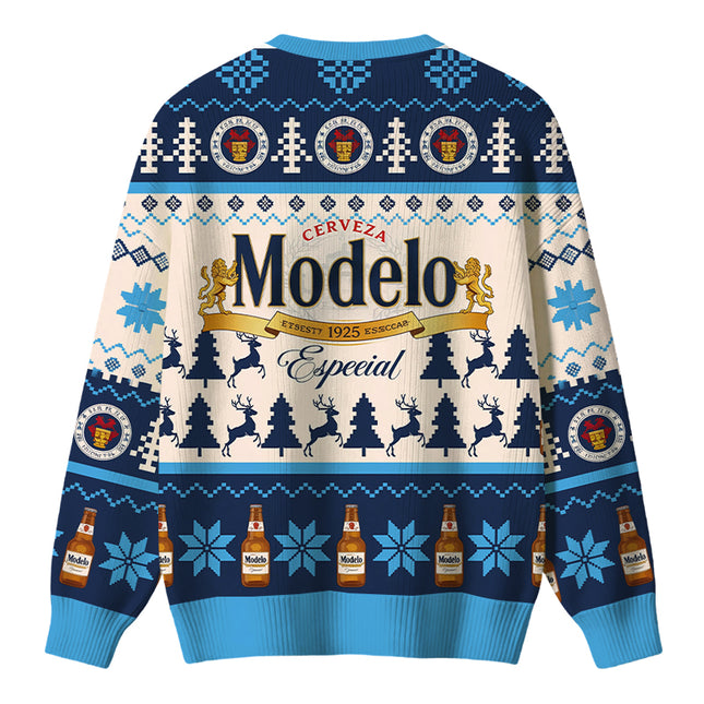Uglysweatershops Retro Cerveza Winter Scene Christmas Ugly Sweater