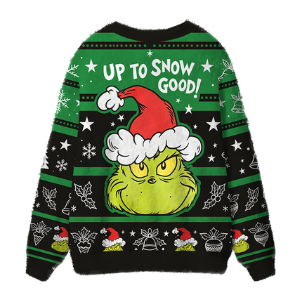 Uglysweatershops Up To Snow Good Fuzzy Ugly Cardigan Sweatshirt