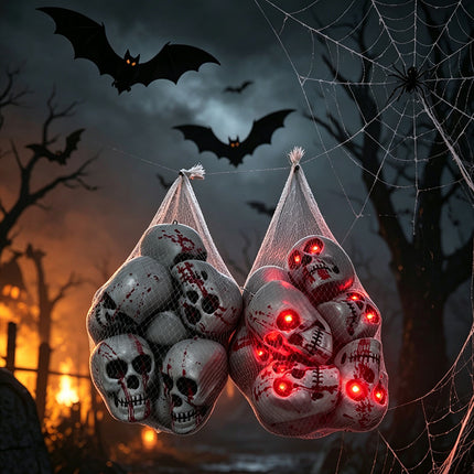 Uglysweatershops Halloween Glowing Bloody Mesh Bag Skull Horror Pendant