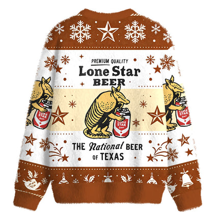 Uglysweatershops Texas Brew Armadillo Fuzzy Christmas Ugly Sweatshirt