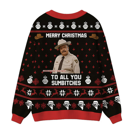 Uglysweatershops Happy To All You Ugly Cardigan Sweater