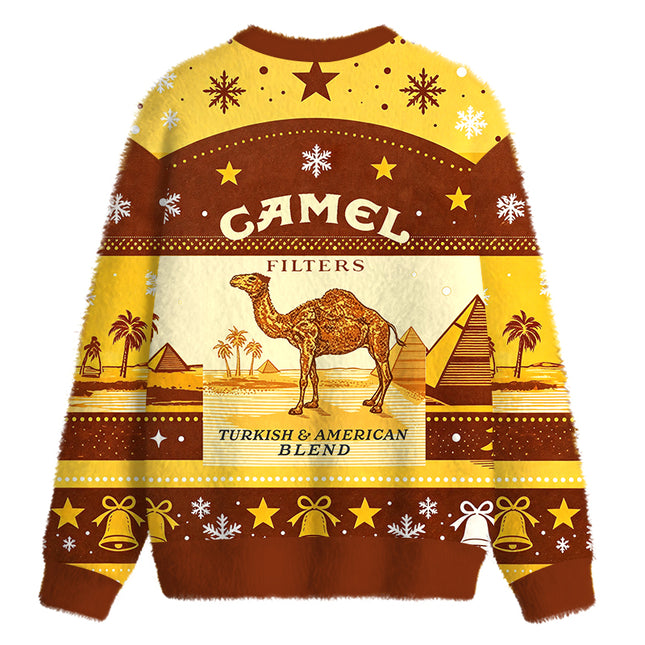 Uglysweatershops Cigarettes Vintage Fuzzy Christmas Ugly Sweatshirt