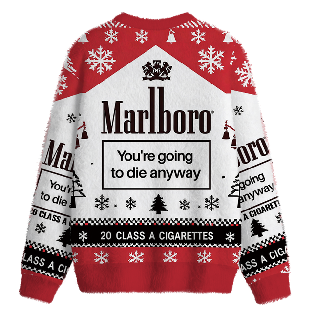 Uglysweatershops You're Going to Die Anyway Fuzzy Christmas Ugly Sweatshirt