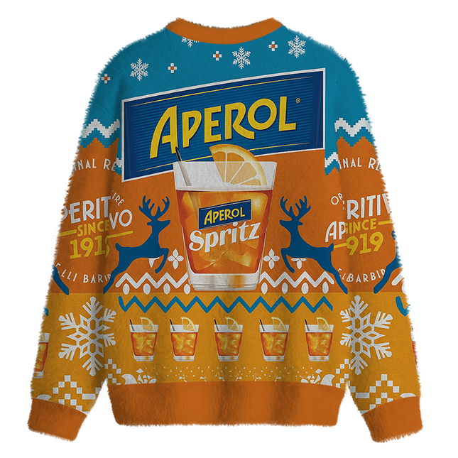 Uglysweatershops Orange Beer Fuzzy Christmas Ugly Sweatshirt
