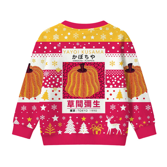 Uglysweatershops Art Golden Pumpkin Kids Ugly Sweater