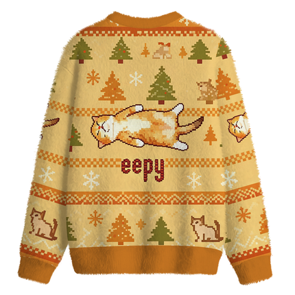 Uglysweatershops Silly Sleepy Cat Meme Fuzzy Christmas Ugly Sweatshirt