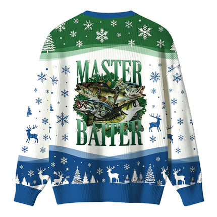 Uglysweatershops Master Baiter Retro Christmas Ugly Sweater