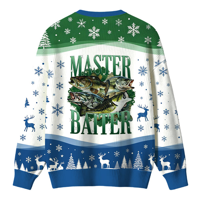 Uglysweatershops Master Baiter Retro Christmas Ugly Sweater
