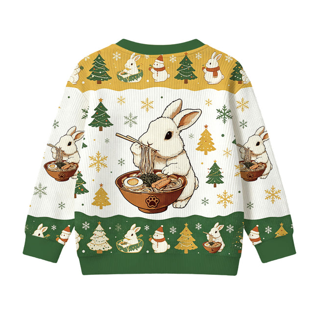 Uglysweatershops Bunny:One More Bowl Kids Ugly Sweater