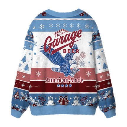 Uglysweatershops Blue Eagle Fuzzy Ugly Cardigan Sweatshirt