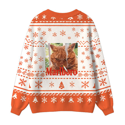 Uglysweatershops Smkong Orange Cat Ugly Cardigan Sweater