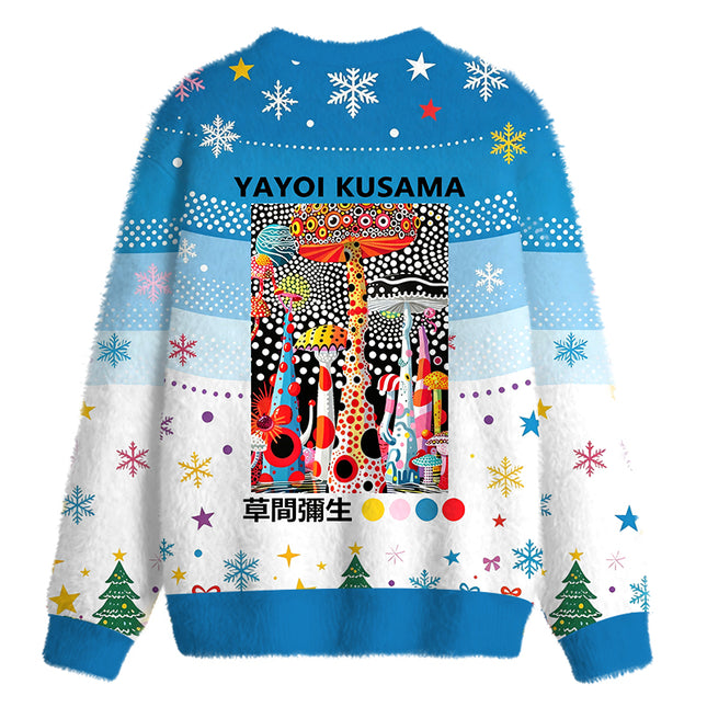 Uglysweatershops Japanese Pop Art Mushroom Fuzzy Christmas Ugly Sweatshirt