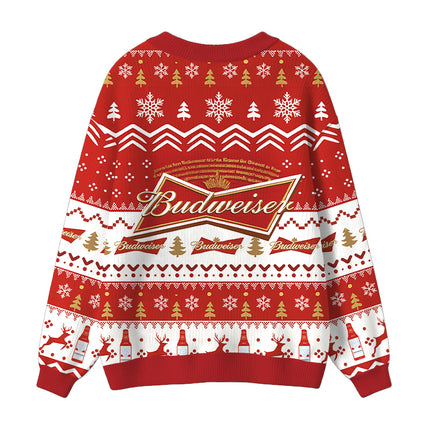 Uglysweatershops Red Beer Ugly Cardigan Sweater