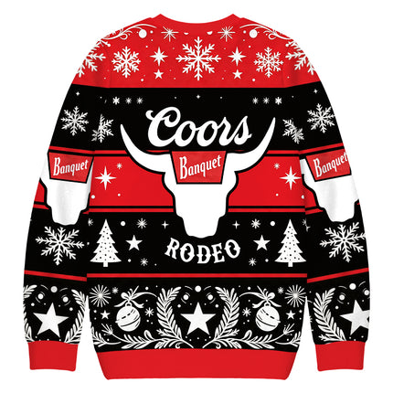 Uglysweatershops West Cow Skull Christmas Ugly Sweatshirt