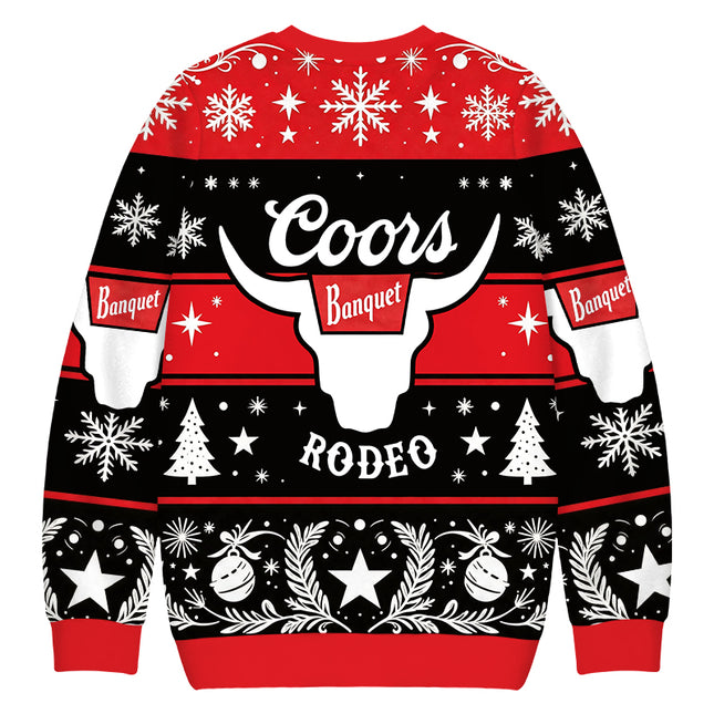 Uglysweatershops West Cow Skull Christmas Ugly Sweatshirt