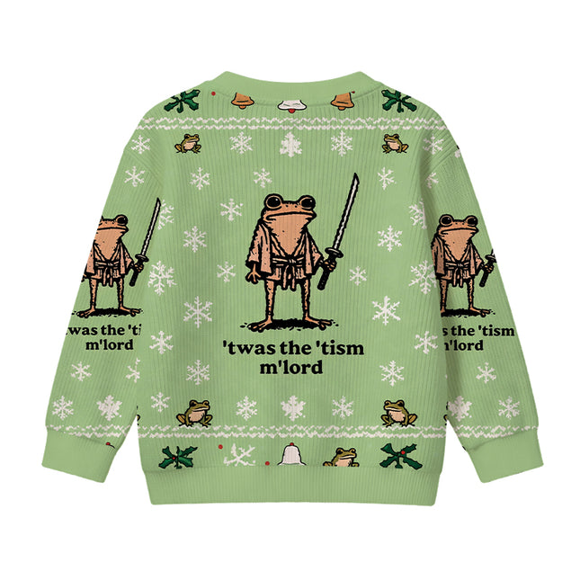 Uglysweatershops Focused Samurai Frog Kids Ugly Sweater