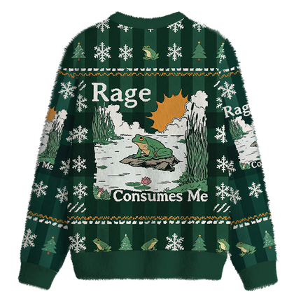 Uglysweatershops Rage Consumes Me Frog Fuzzy Christmas Ugly Sweatshirt