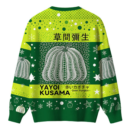 Uglysweatershops Art Green Pumpkin Vintage Christmas Ugly Sweater