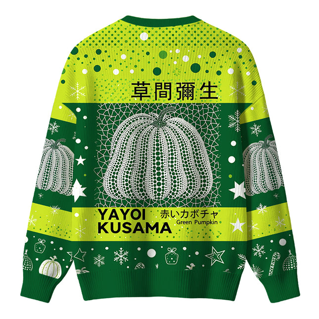 Uglysweatershops Art Green Pumpkin Vintage Christmas Ugly Sweater