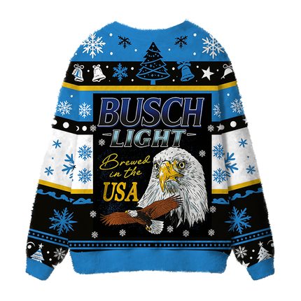Uglysweatershops Bald Eagle Fuzzy Ugly Cardigan Sweatshirt