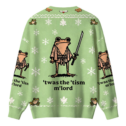 Uglysweatershops Focused Samurai Frog Christmas Ugly Sweater