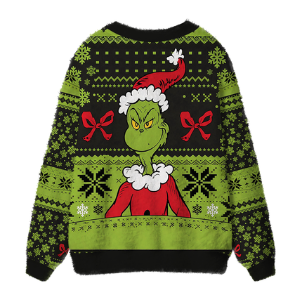 Uglysweatershops Who Stole Fuzzy Ugly Cardigan Sweatshirt