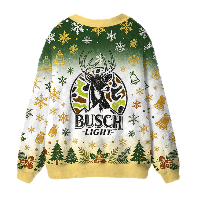 Uglysweatershops Deer Hunting Fuzzy Ugly Cardigan Sweatshirt