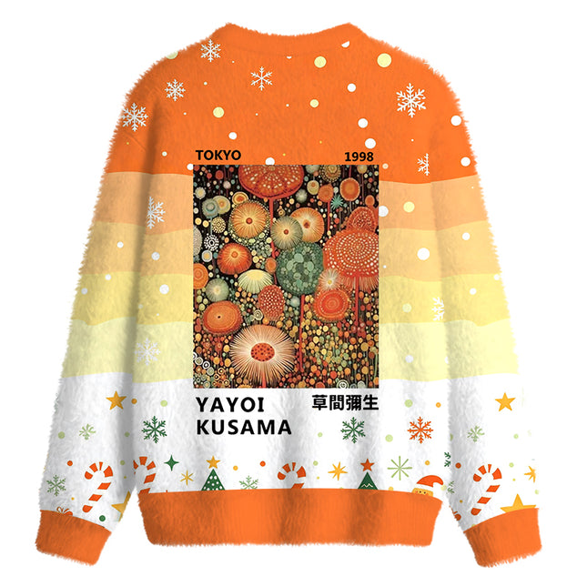 Uglysweatershops Dotted Bloom Fuzzy Christmas Ugly Sweatshirt