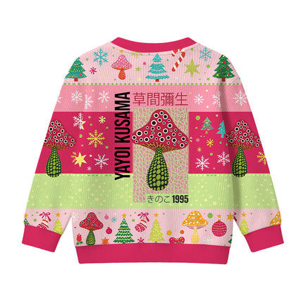 Uglysweatershops Pink Mushroom Kids Ugly Sweater