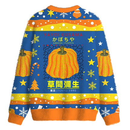 Uglysweatershops Art Pumpkin TOKYO 1900 Fuzzy Christmas Ugly Sweatshirt